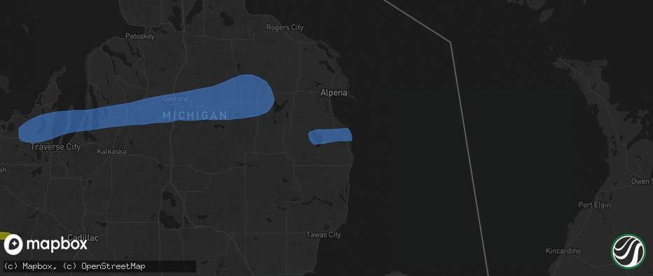 Hail map in Spruce, MI on July 1, 2026