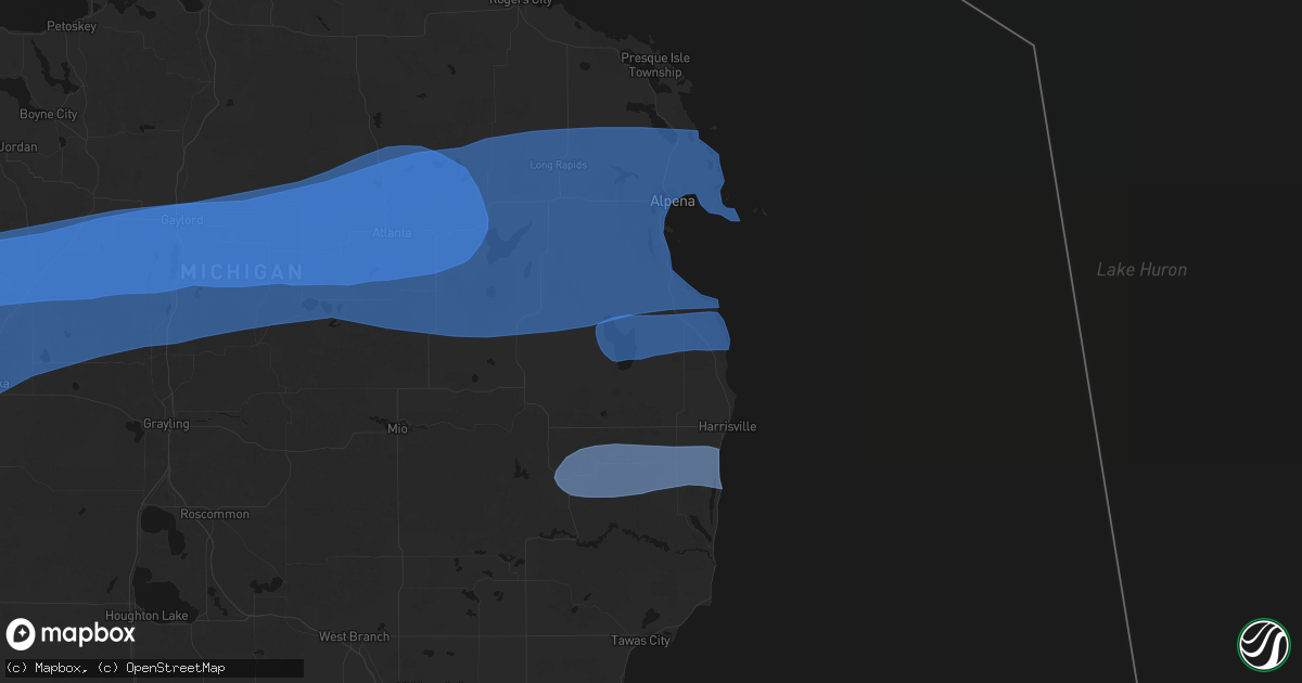 Hail map in Spruce, MI on July 1, 2026
