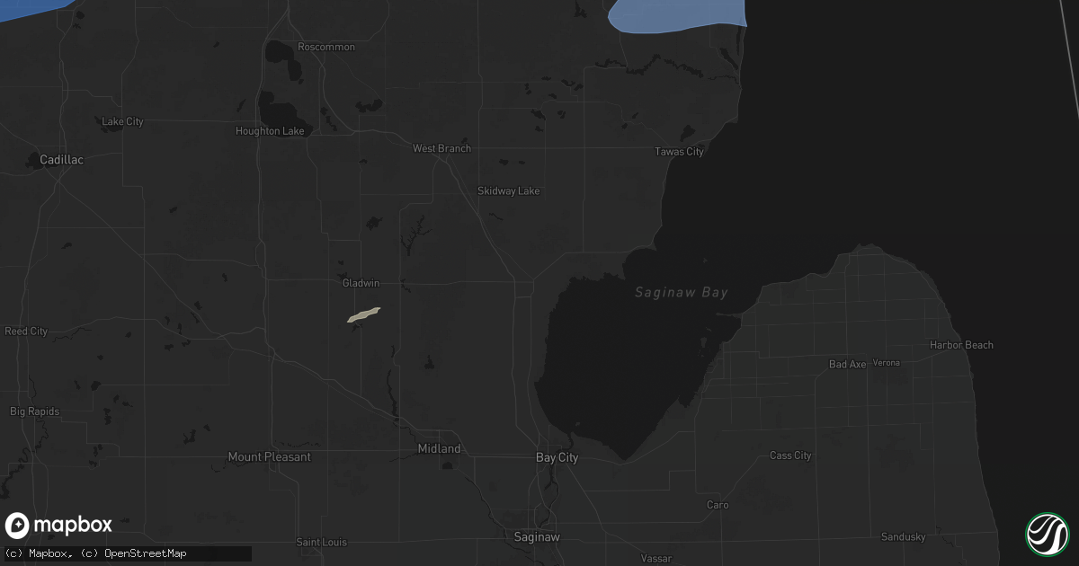 Hail map in Standish, MI on July 1, 2026