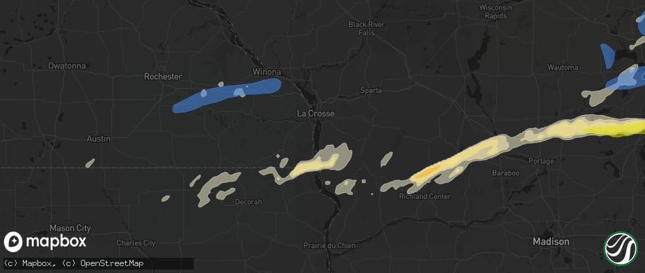 Hail map in Stoddard, WI on July 1, 2026