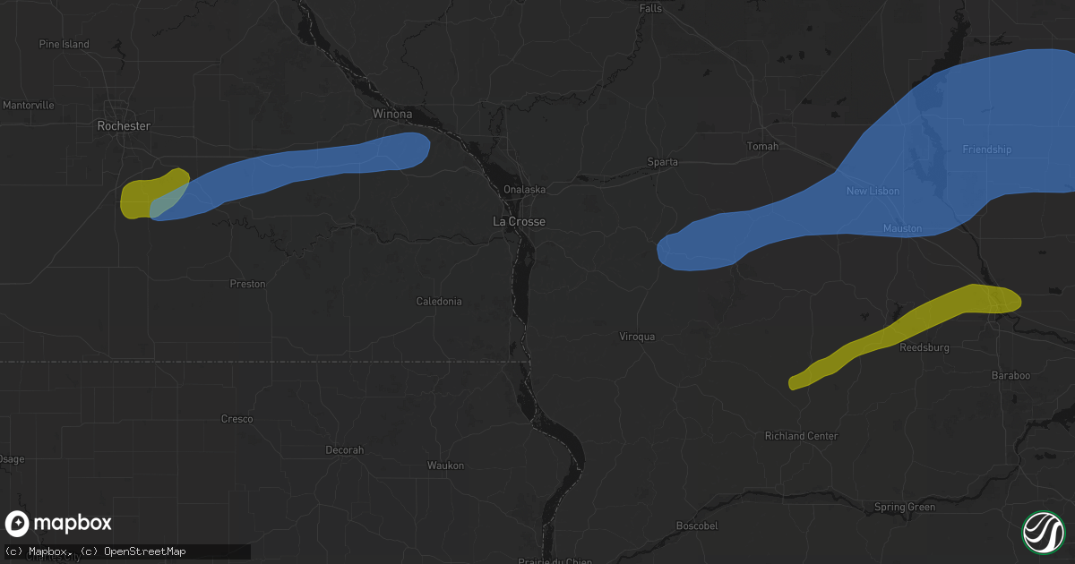 Hail map in Stoddard, WI on July 1, 2026