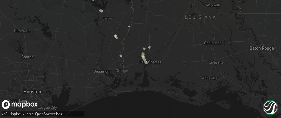 Hail map in Sulphur, LA on July 1, 2026