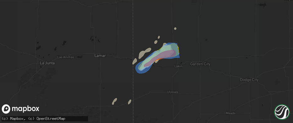 Hail map in Syracuse, KS on July 1, 2026