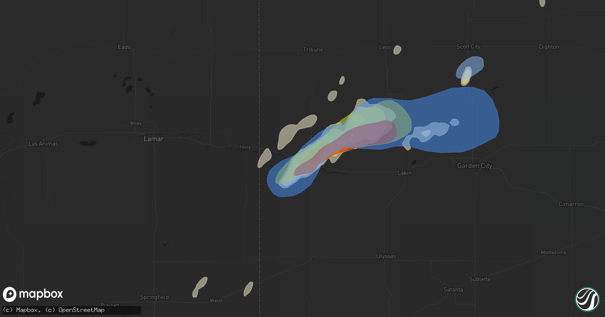 Hail map in Syracuse, KS on July 1, 2026