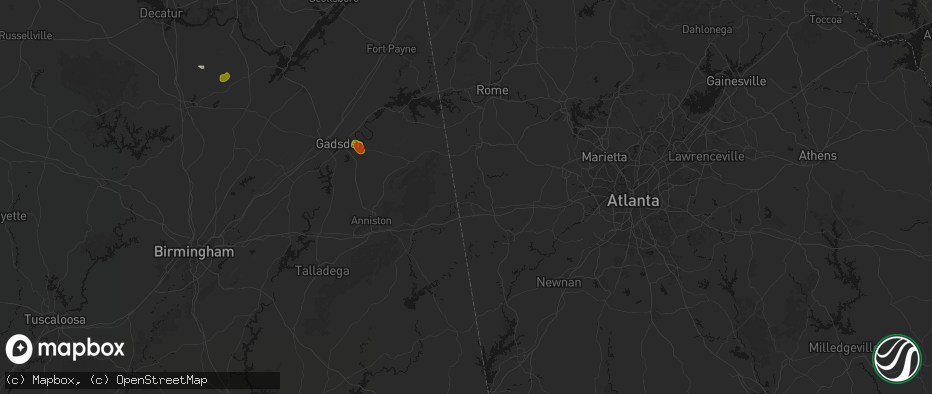 Hail map in Tallapoosa, GA on July 1, 2026