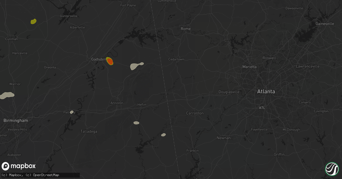 Hail map in Tallapoosa, GA on July 1, 2026