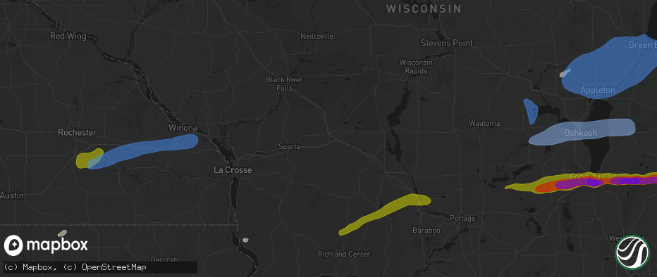 Hail map in Tomah, WI on July 1, 2026