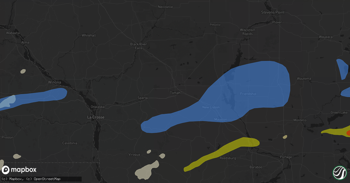 Hail map in Tomah, WI on July 1, 2026