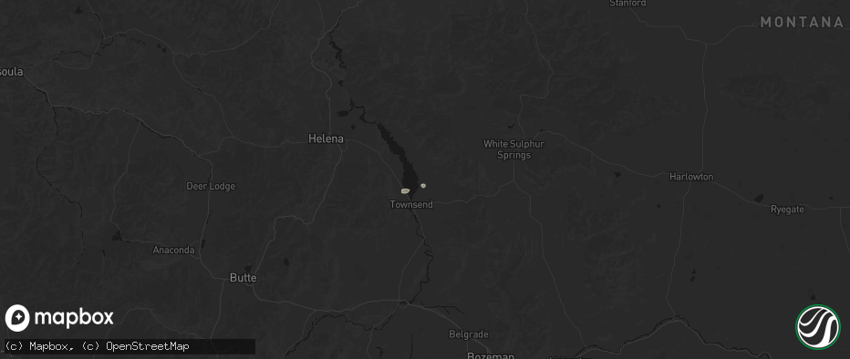 Hail map in Townsend, MT on July 1, 2026