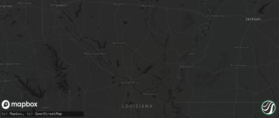 Hail map in Trout, LA on July 1, 2026