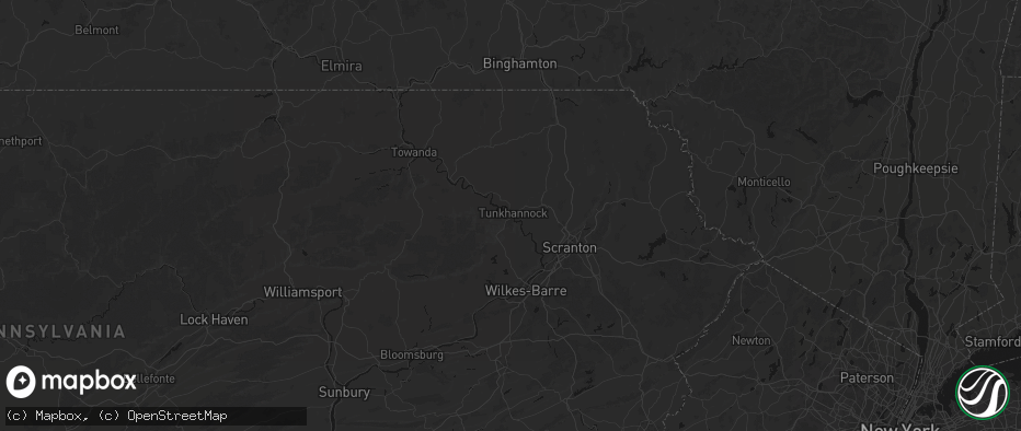 Hail map in Tunkhannock, PA on July 1, 2026