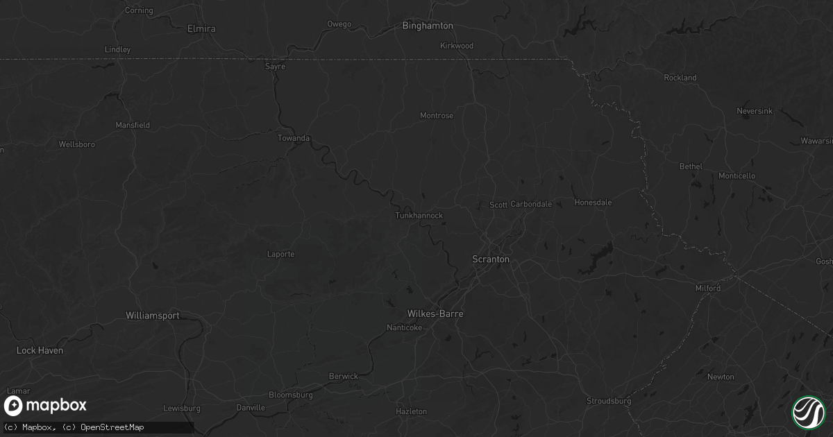 Hail map in Tunkhannock, PA on July 1, 2026