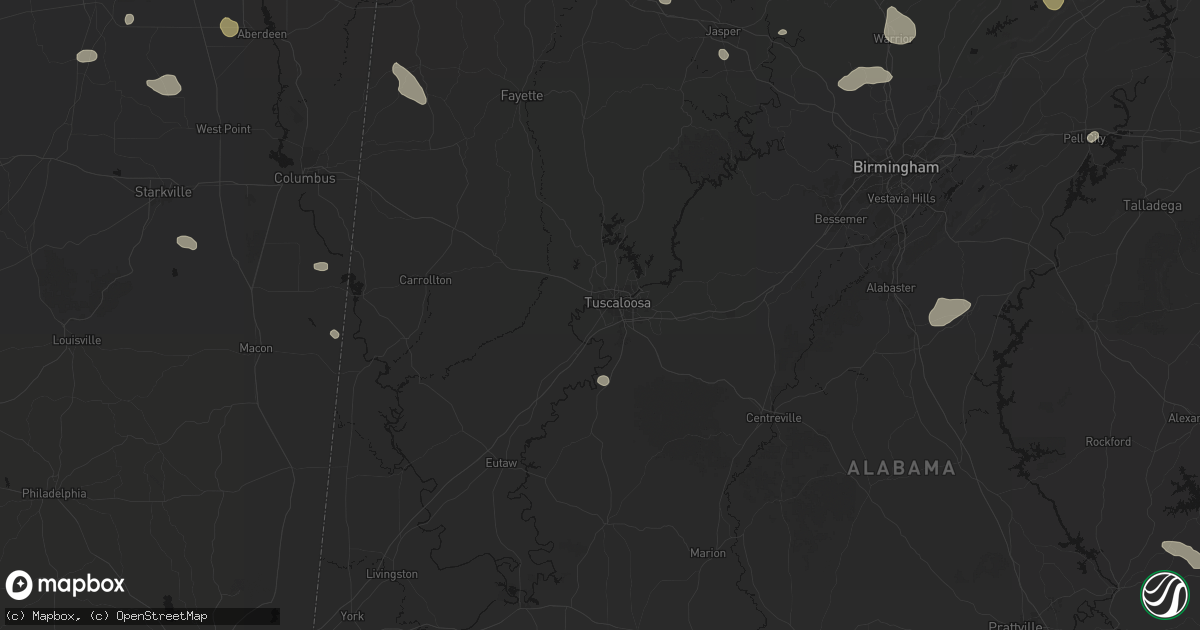 Hail map in Tuscaloosa, AL on July 1, 2026