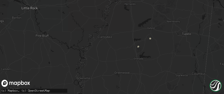 Hail map in Tutwiler, MS on July 1, 2026