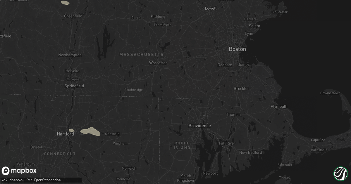 Hail map in Uxbridge, MA on July 1, 2026