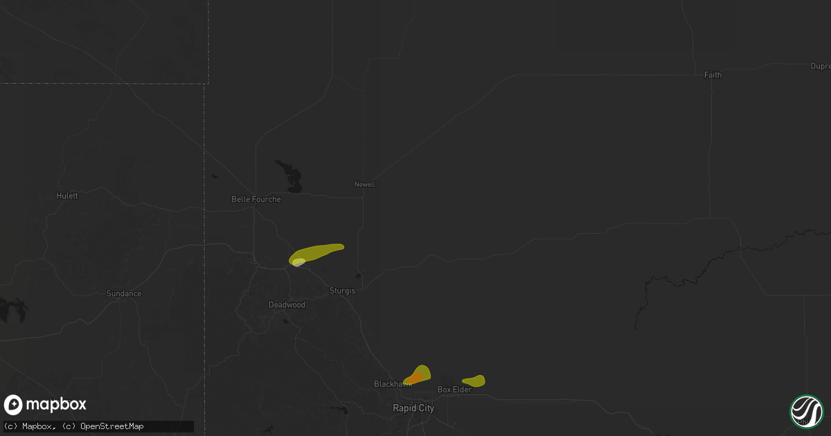 Hail map in Vale, SD on July 1, 2026