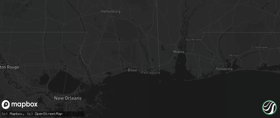 Hail map in Vancleave, MS on July 1, 2026
