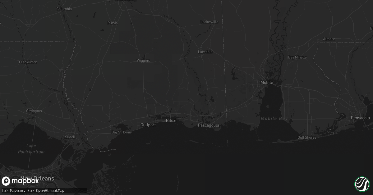Hail map in Vancleave, MS on July 1, 2026