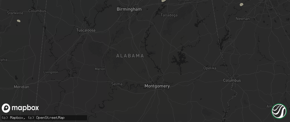 Hail map in Verbena, AL on July 1, 2026