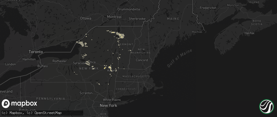 Hail map in Vermont on July 1, 2026
