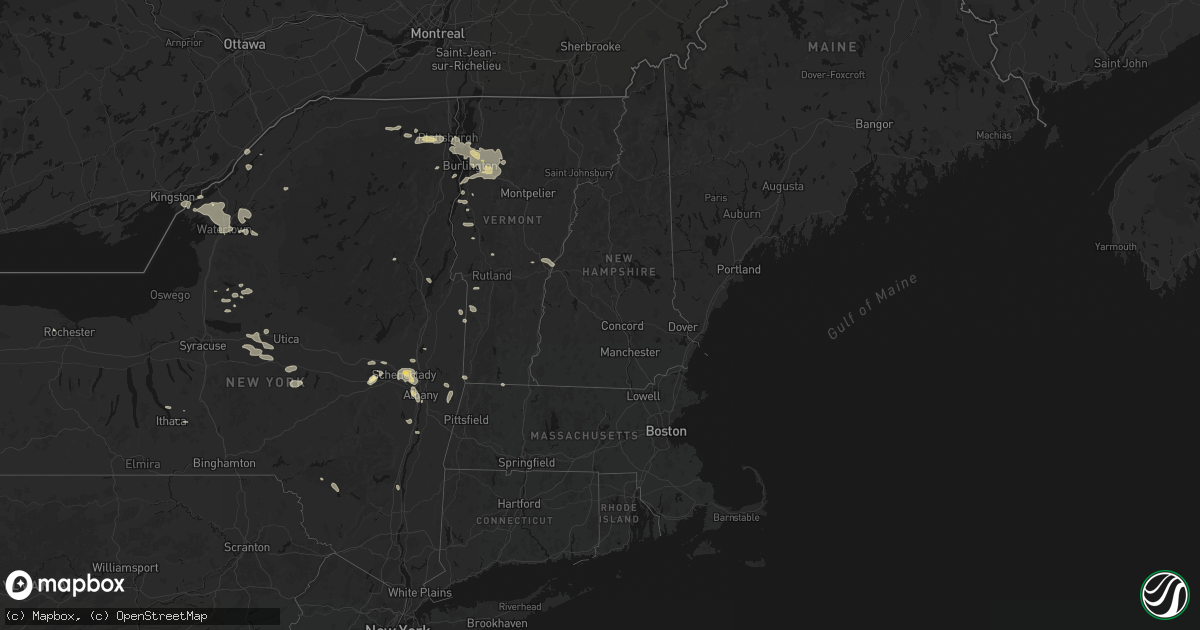 Hail map in Vermont on July 1, 2026