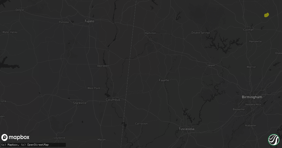 Hail map in Vernon, AL on July 1, 2026