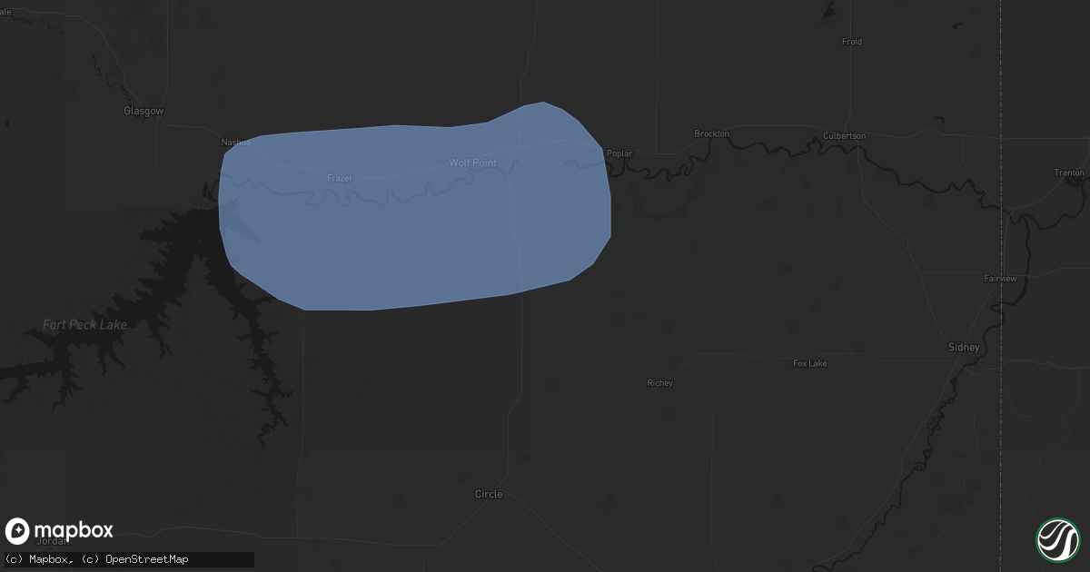 Hail map in Vida, MT on July 1, 2026
