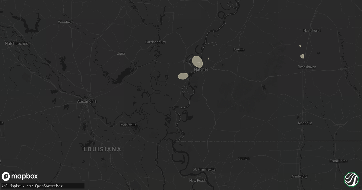 Hail map in Vidalia, LA on July 1, 2026