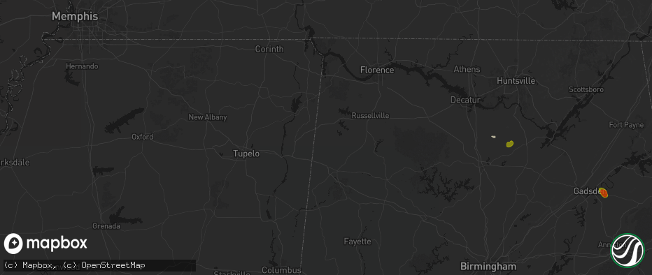 Hail map in Vina, AL on July 1, 2026