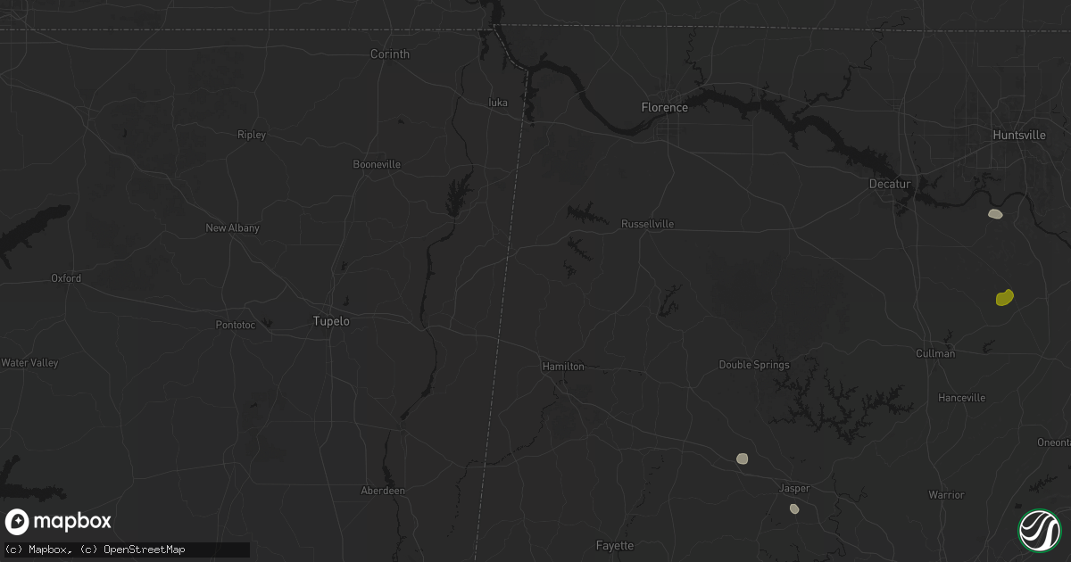 Hail map in Vina, AL on July 1, 2026