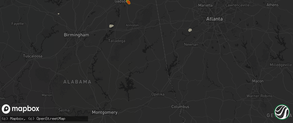 Hail map in Wadley, AL on July 1, 2026