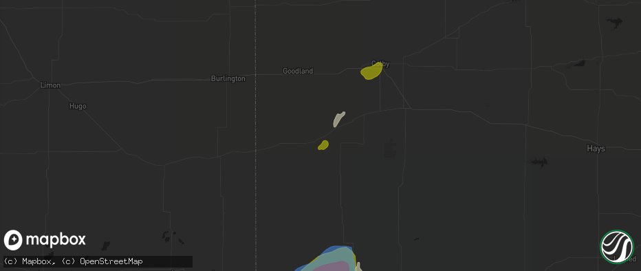 Hail map in Wallace, KS on July 1, 2026