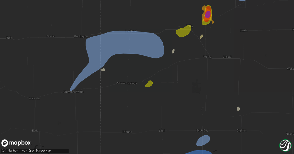 Hail map in Wallace, KS on July 1, 2026