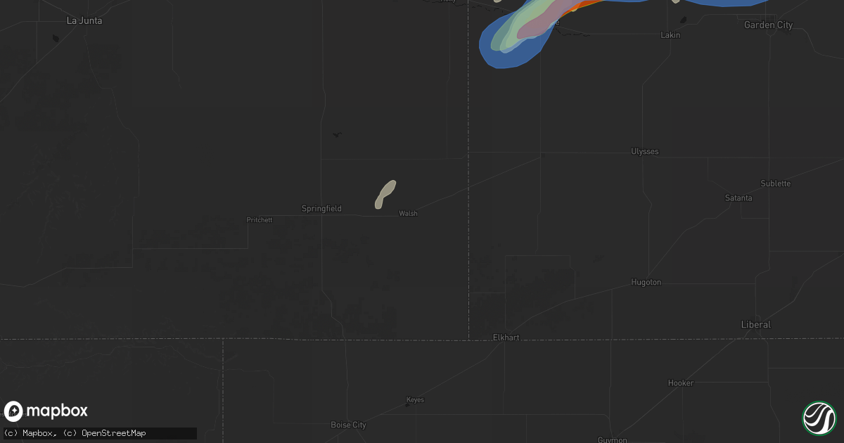 Hail map in Walsh, CO on July 1, 2026