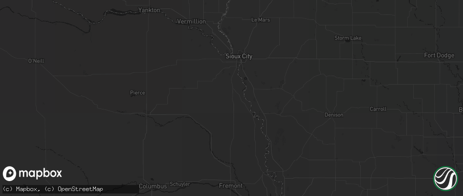 Hail map in Walthill, NE on July 1, 2026