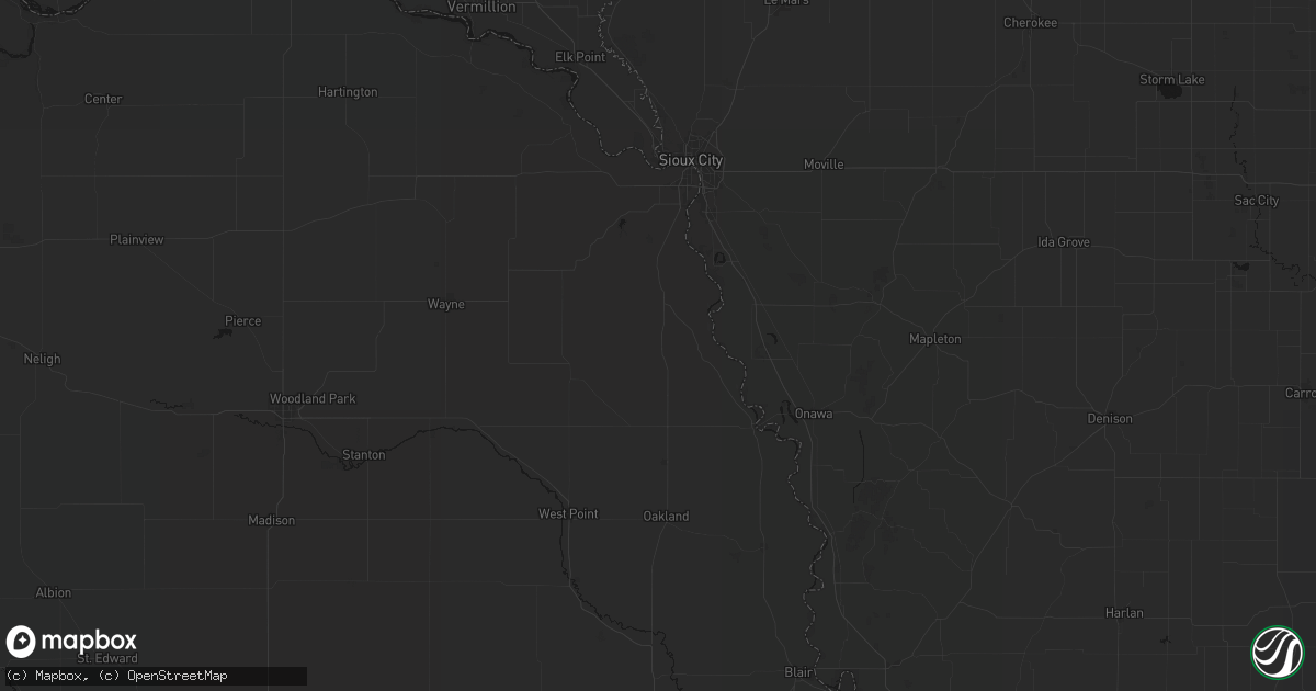 Hail map in Walthill, NE on July 1, 2026