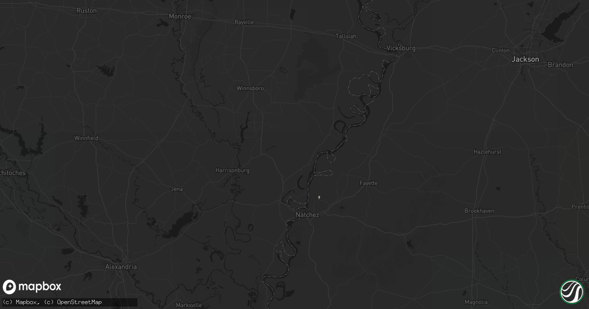 Hail map in Waterproof, LA on July 1, 2026
