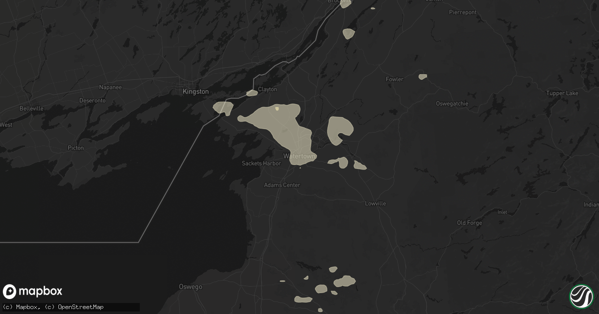 Hail map in Watertown, NY on July 1, 2026