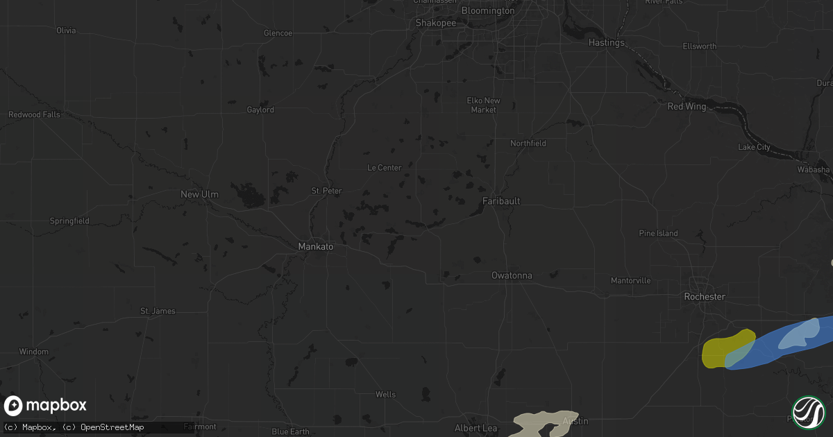 Hail map in Waterville, MN on July 1, 2026