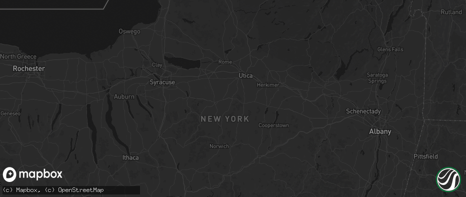 Hail map in Waterville, NY on July 1, 2026