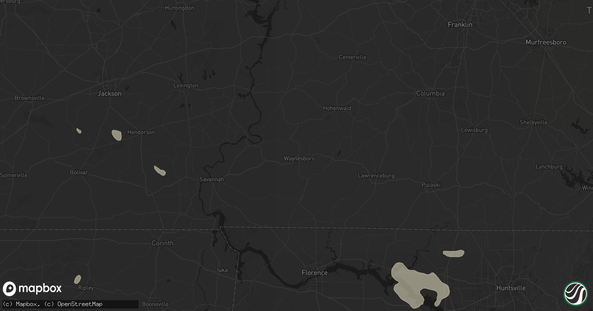 Hail map in Waynesboro, TN on July 1, 2026