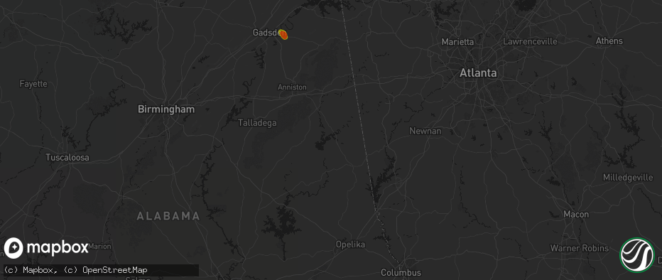 Hail map in Wedowee, AL on July 1, 2026