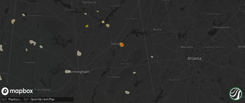Hail map in Wellington, AL on July 1, 2026