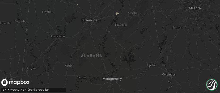 Hail map in Weogufka, AL on July 1, 2026