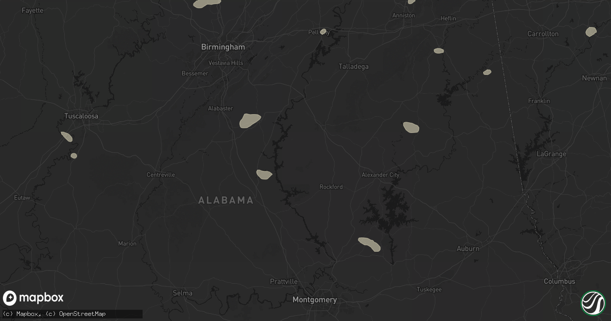 Hail map in Weogufka, AL on July 1, 2026