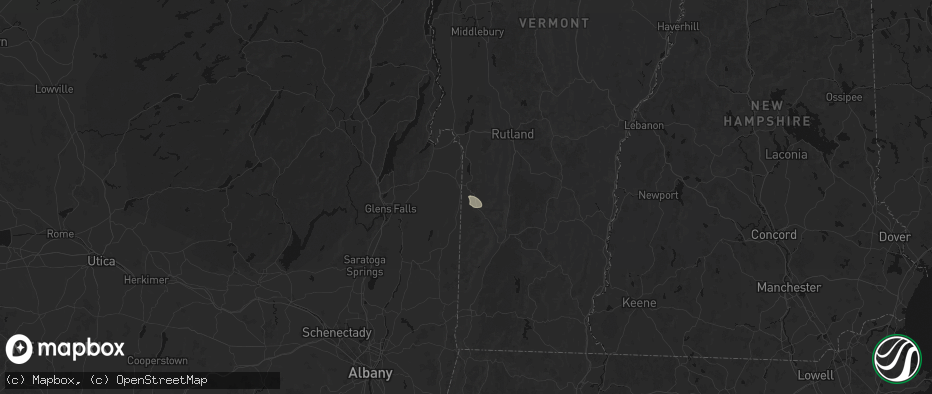 Hail map in West Pawlet, VT on July 1, 2026