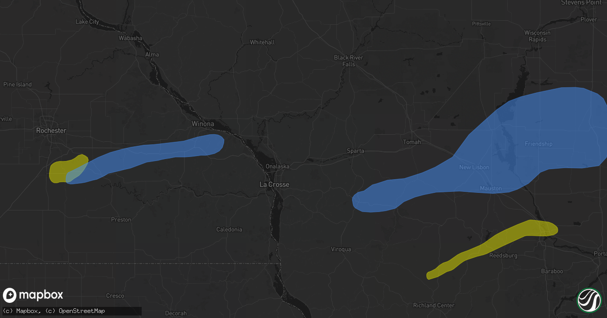 Hail map in West Salem, WI on July 1, 2026