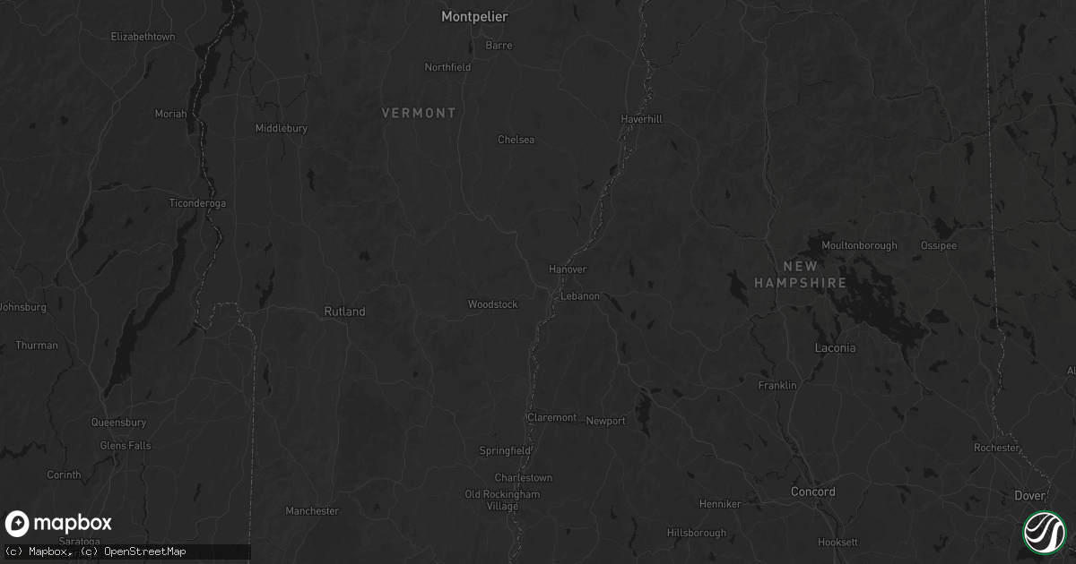Hail map in White River Junction, VT on July 1, 2026