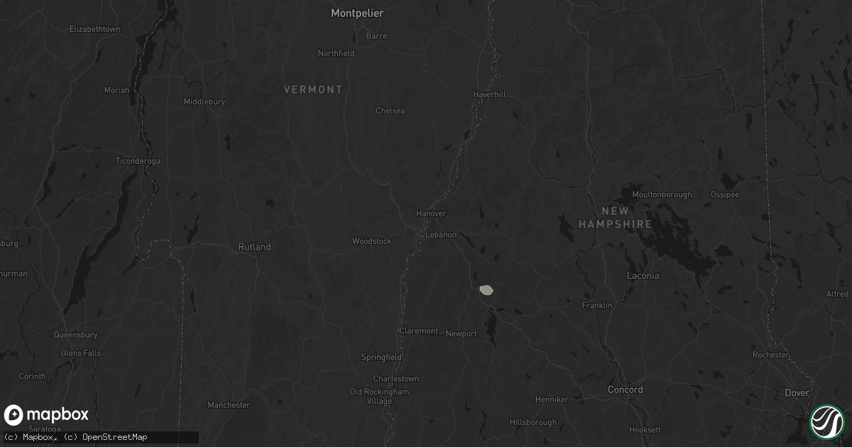 Hail map in Wilder, VT on July 1, 2026