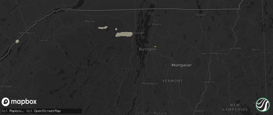 Hail map in Willsboro, NY on July 1, 2026